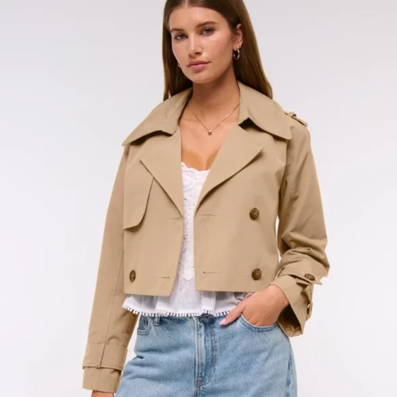 Abercrombie & Fitch Cropped Trench Coat Small NWT - Picture 1 of 7